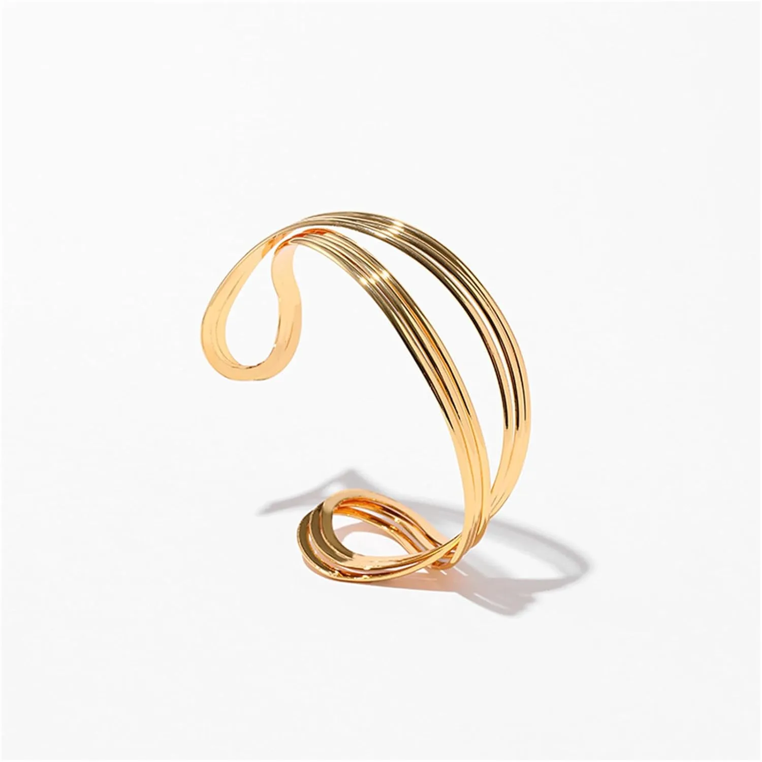 KOLODOGO Gold Bracelet for Women Cuff Multi-Layer Bangle Bracelet Open Adjustable Wrist Cuff Bracelets Gold Plated Adjustable Bracelet for Women