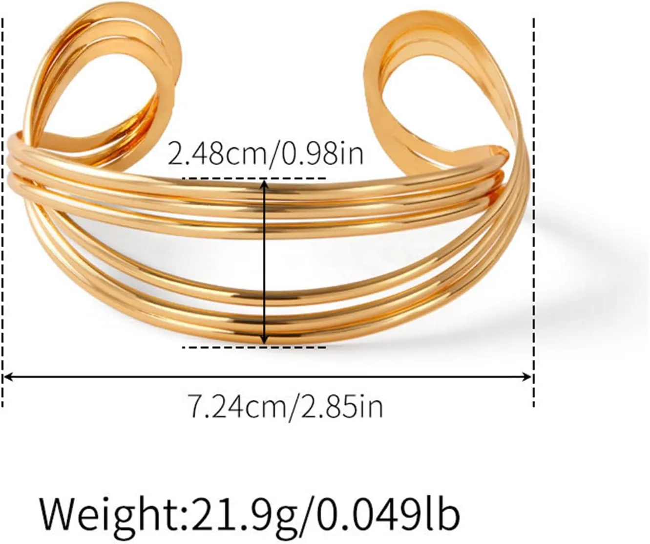 KOLODOGO Gold Bracelet for Women Cuff Multi-Layer Bangle Bracelet Open Adjustable Wrist Cuff Bracelets Gold Plated Adjustable Bracelet for Women