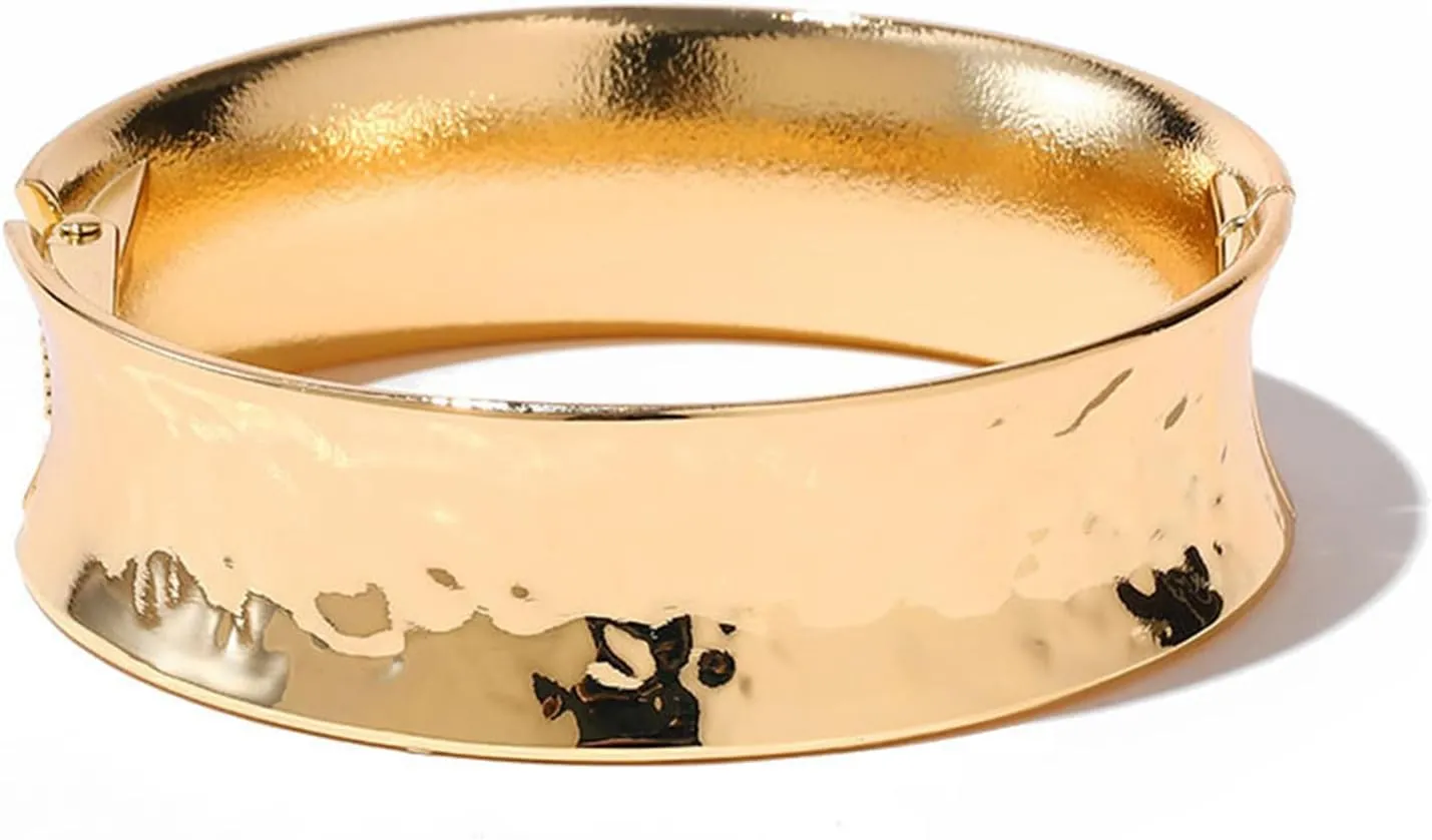 KOLODOGO Gold Bracelets for Women Hammered Wide Cuff Chunky Bracelets Open Cuff Irregular Bangles Adjustable Wrist Cuff Bracelets for Women