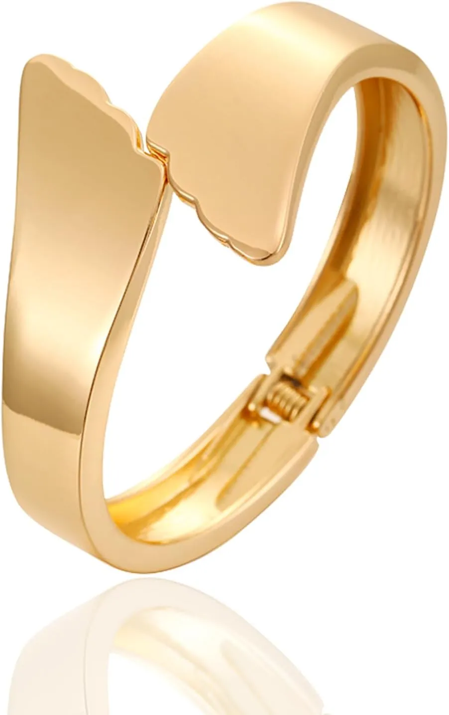 KOLODOGO Gold Chunky Bracelet for Women Wide Hinged Bangle Bracelet Open Cuff Bangles Wrist Cuff Bracelets for Women as Gifts