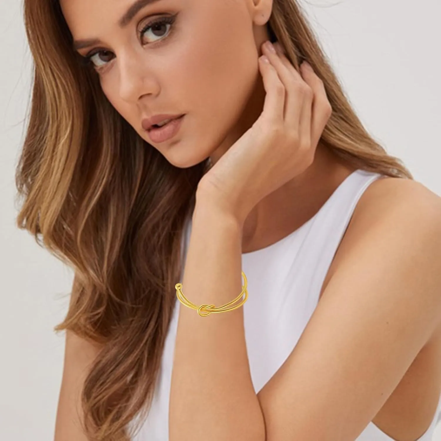 KOLODOGO Minimalist Gold Plated Bangle Bracelet for Women Stackable Open Bracelet Dainty Wrist Cuff Bracelets for Women as Jewelry Gift