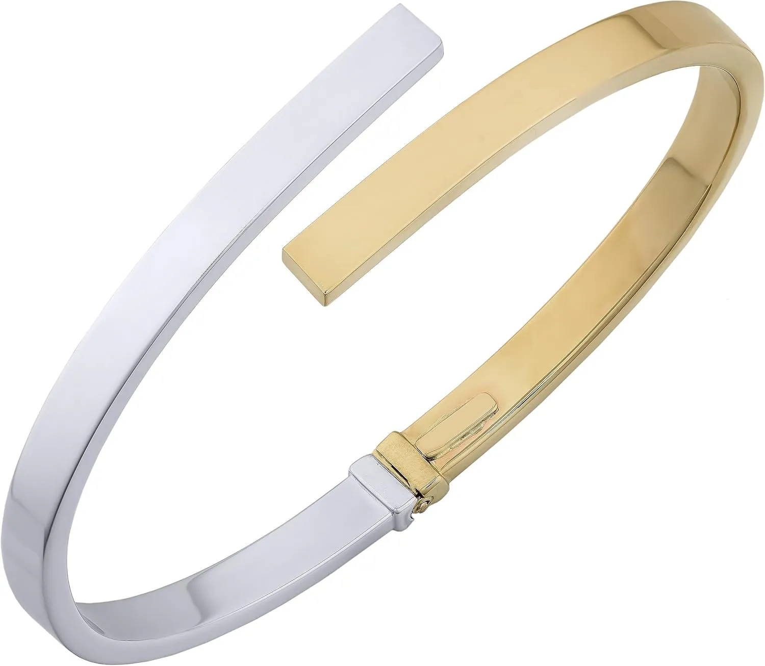 Kooljewelry 18k Two-Tone Gold 5 mm High Polish Bypass Bangle Bracelet