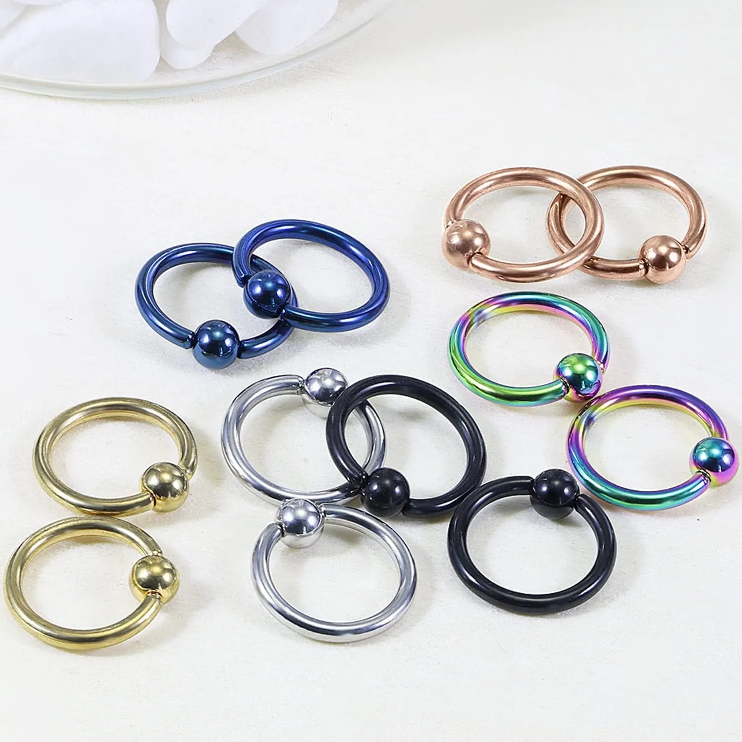 Kridzisw 14G Septum Nose Rings Eyebrow lip Rings Lobe Earrings Hoop 316L Surgical Steel Cartilage Helix Tragus Rook Daith Earrings Hoops Piercing Jewelry for Women Men 8mm 10mm 12mm 14mm 16mm 19mm