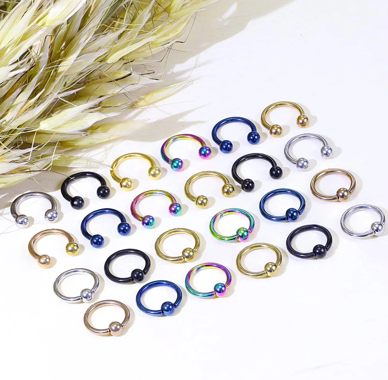 Kridzisw 14G Septum Nose Rings Eyebrow lip Rings Lobe Earrings Hoop 316L Surgical Steel Cartilage Helix Tragus Rook Daith Earrings Hoops Piercing Jewelry for Women Men 8mm 10mm 12mm 14mm 16mm 19mm