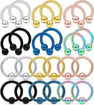Kridzisw 14G Septum Nose Rings Eyebrow lip Rings Lobe Earrings Hoop 316L Surgical Steel Cartilage Helix Tragus Rook Daith Earrings Hoops Piercing Jewelry for Women Men 8mm 10mm 12mm 14mm 16mm 19mm