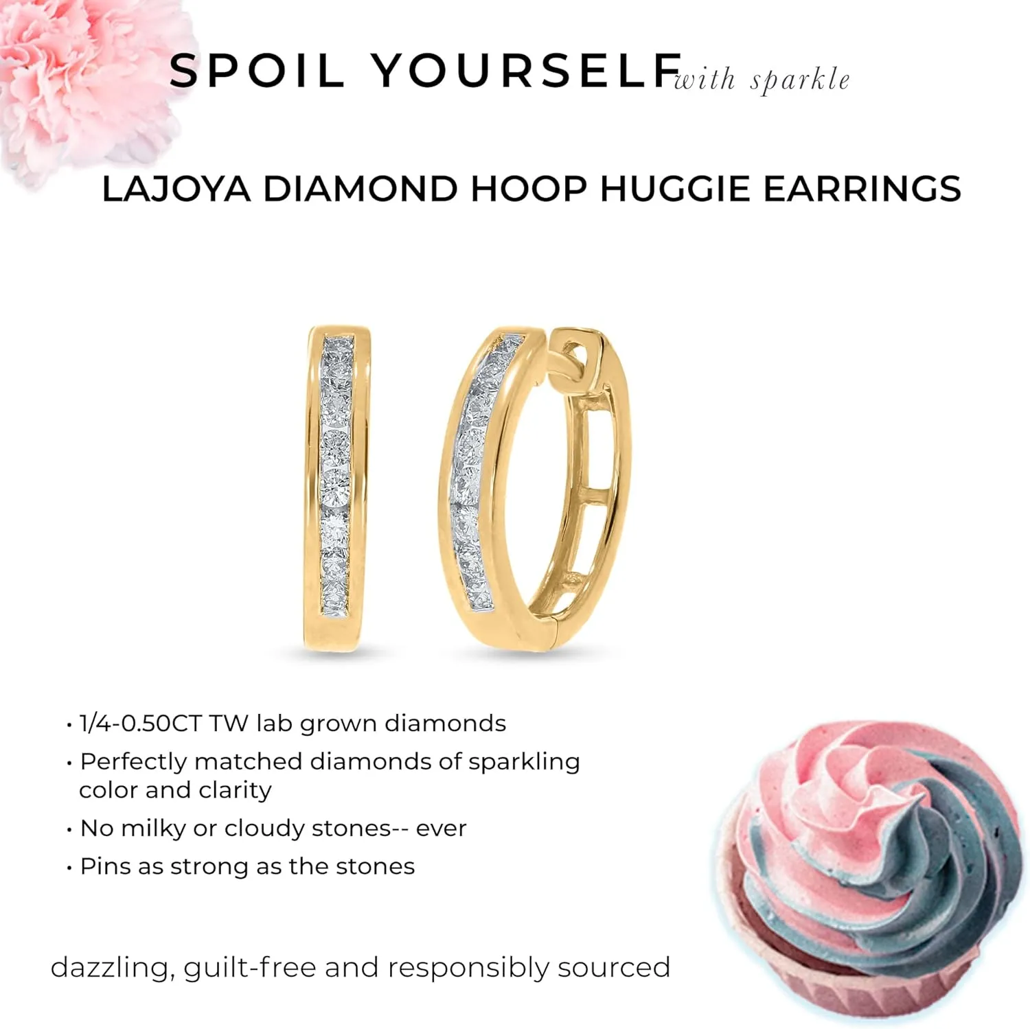 La Joya 1/4 CT Lab Grown Diamonds Hoop Earrings for Women
