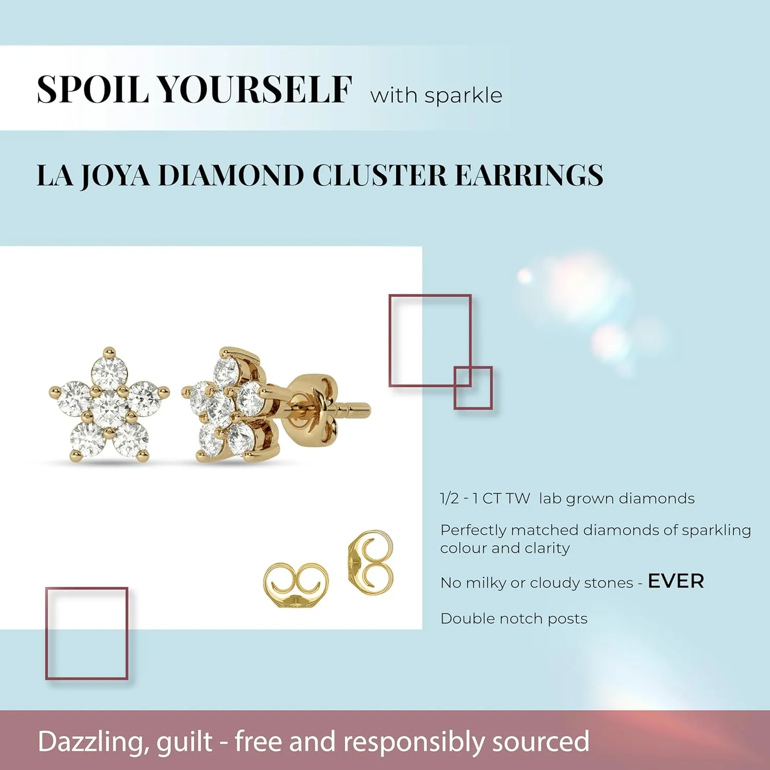 Lab Grown Diamond Earrings for Women | 10K Solid Gold 1/2-1 CT. TW. Floral Diamond Stud Earring
