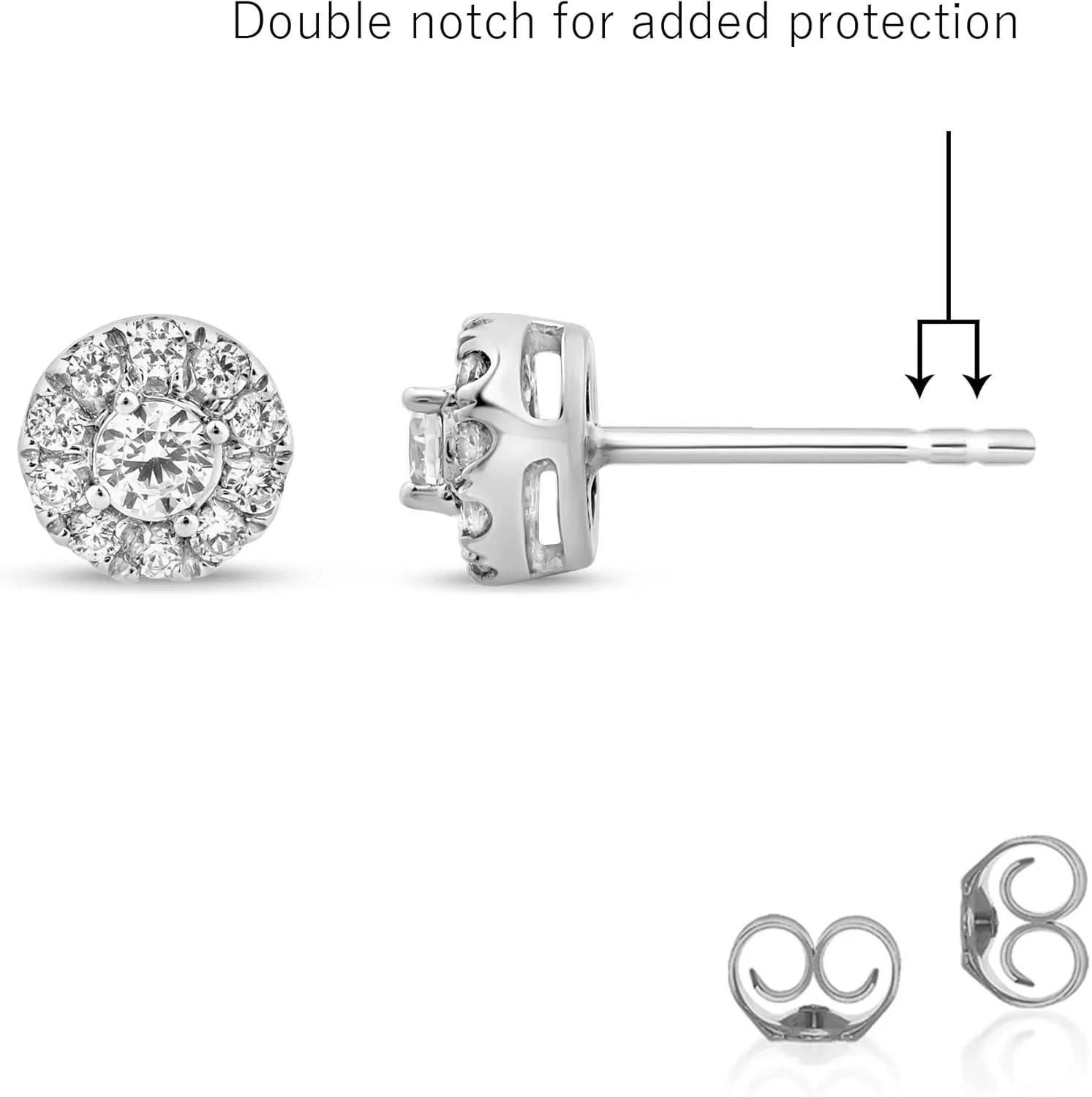 Lab Grown Diamond Halo Earrings for Women | 1/4-1 1/2 CT TW 10K Real Gold Diamond Stud Earrings | Ideal Gift for Women