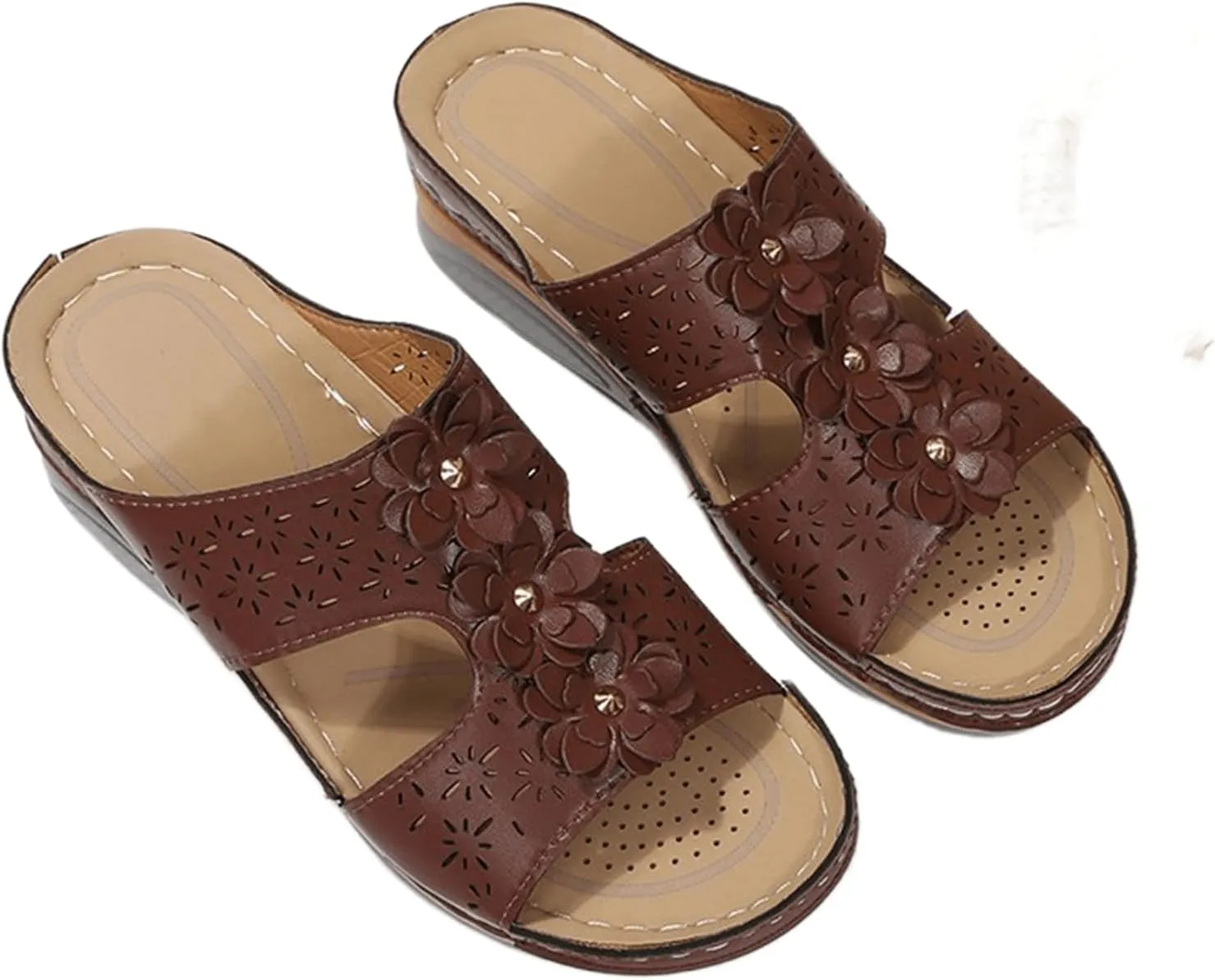 Ladmiple Sandals Women Beach Vacation Comfort Orthotic Walking Slides Open Toe Arch Support Summer Orthopedic Flip Flops
