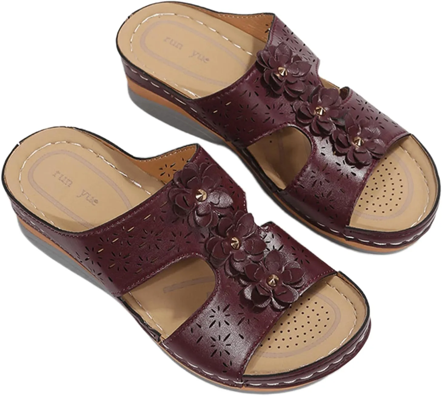 Ladmiple Sandals Women Beach Vacation Comfort Orthotic Walking Slides Open Toe Arch Support Summer Orthopedic Flip Flops
