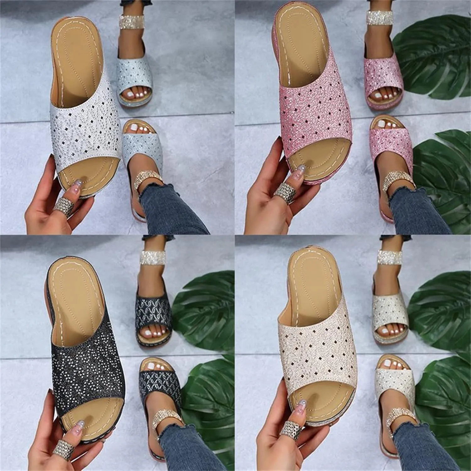 Ladmiple Sandals Women Dressy Summer Flat Comfortable Orthopedic Arch Support Flip Flops Walking Orthotic Slides Sandalias