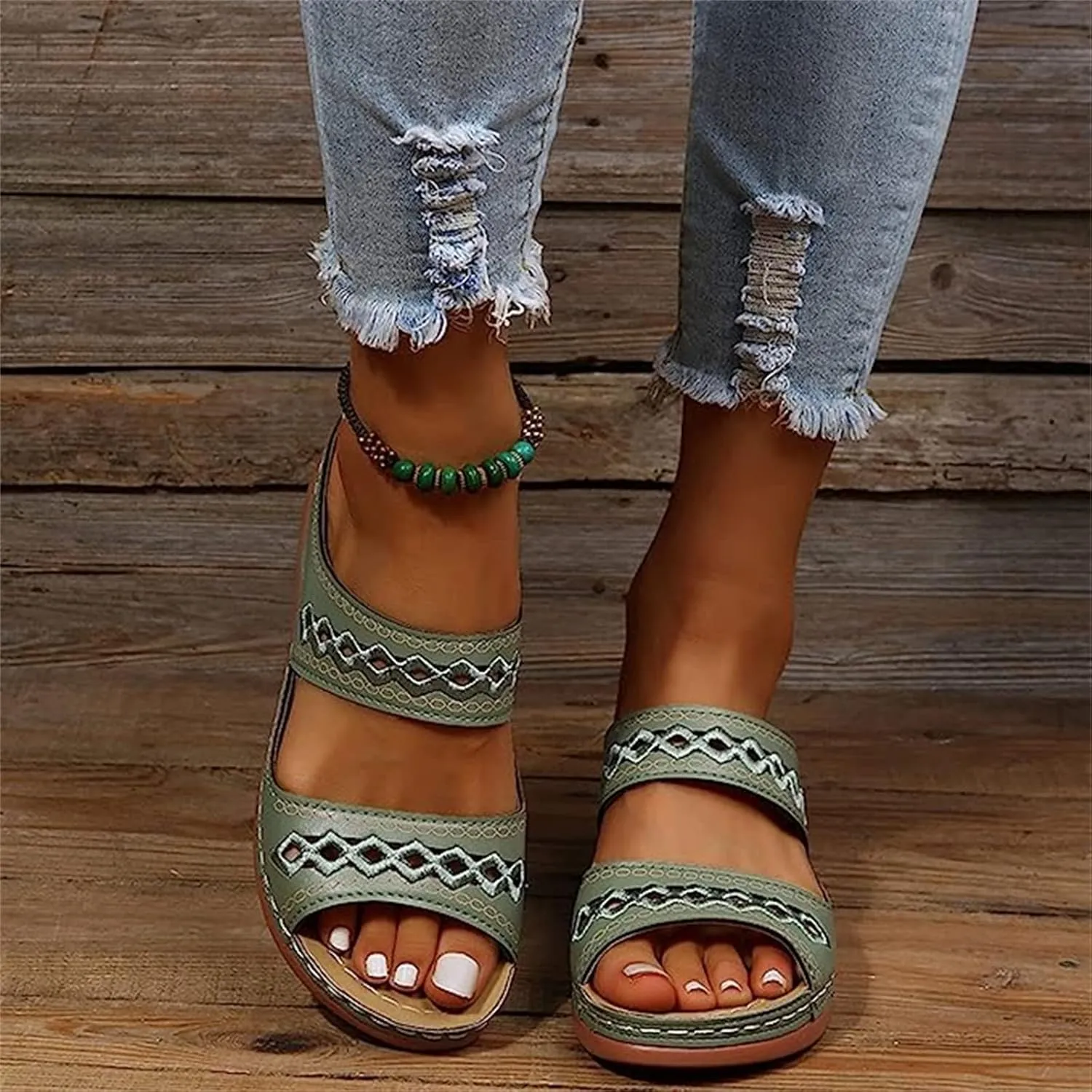 Ladmiple Women's Sandals Comfortable Dressy Arch Support Summer Orthotic Orthopedic Slides Slippers for Plantar Fasciitis