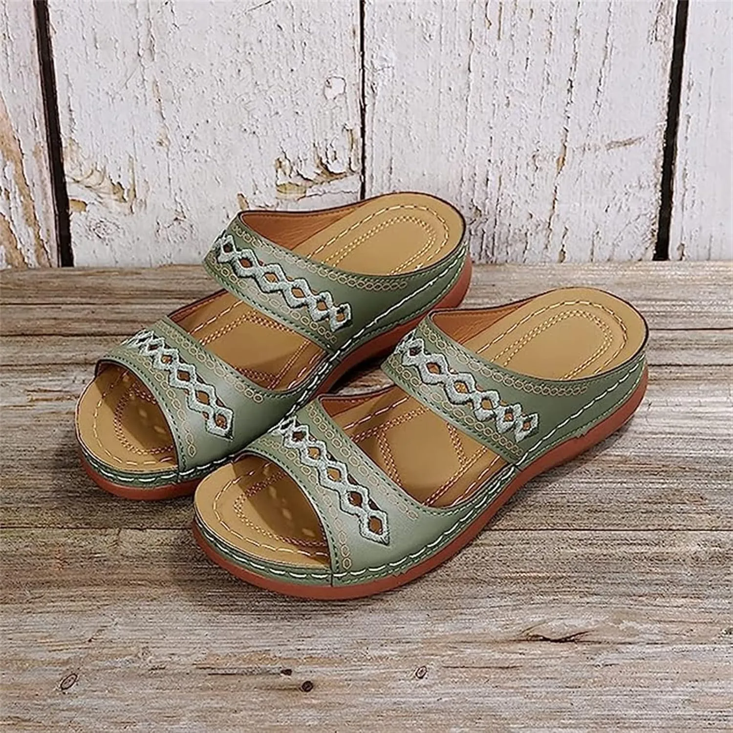 Ladmiple Women's Sandals Comfortable Dressy Arch Support Summer Orthotic Orthopedic Slides Slippers for Plantar Fasciitis