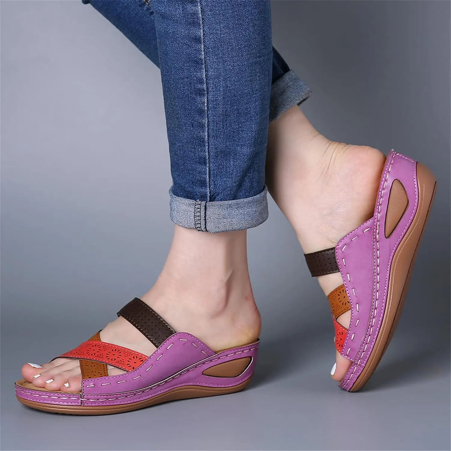 Ladmiple Women's Sandals Comfortable Walking Arch Support Orthotic Flip Flops Dressy Orthopedic Slides Summer Shoes 2024