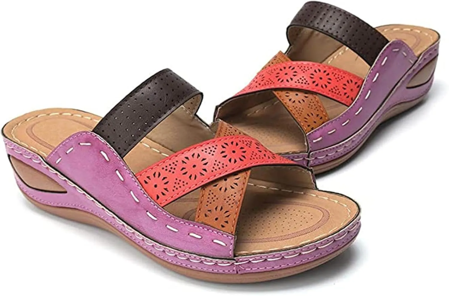Ladmiple Women's Sandals Comfortable Walking Arch Support Orthotic Flip Flops Dressy Orthopedic Slides Summer Shoes 2024