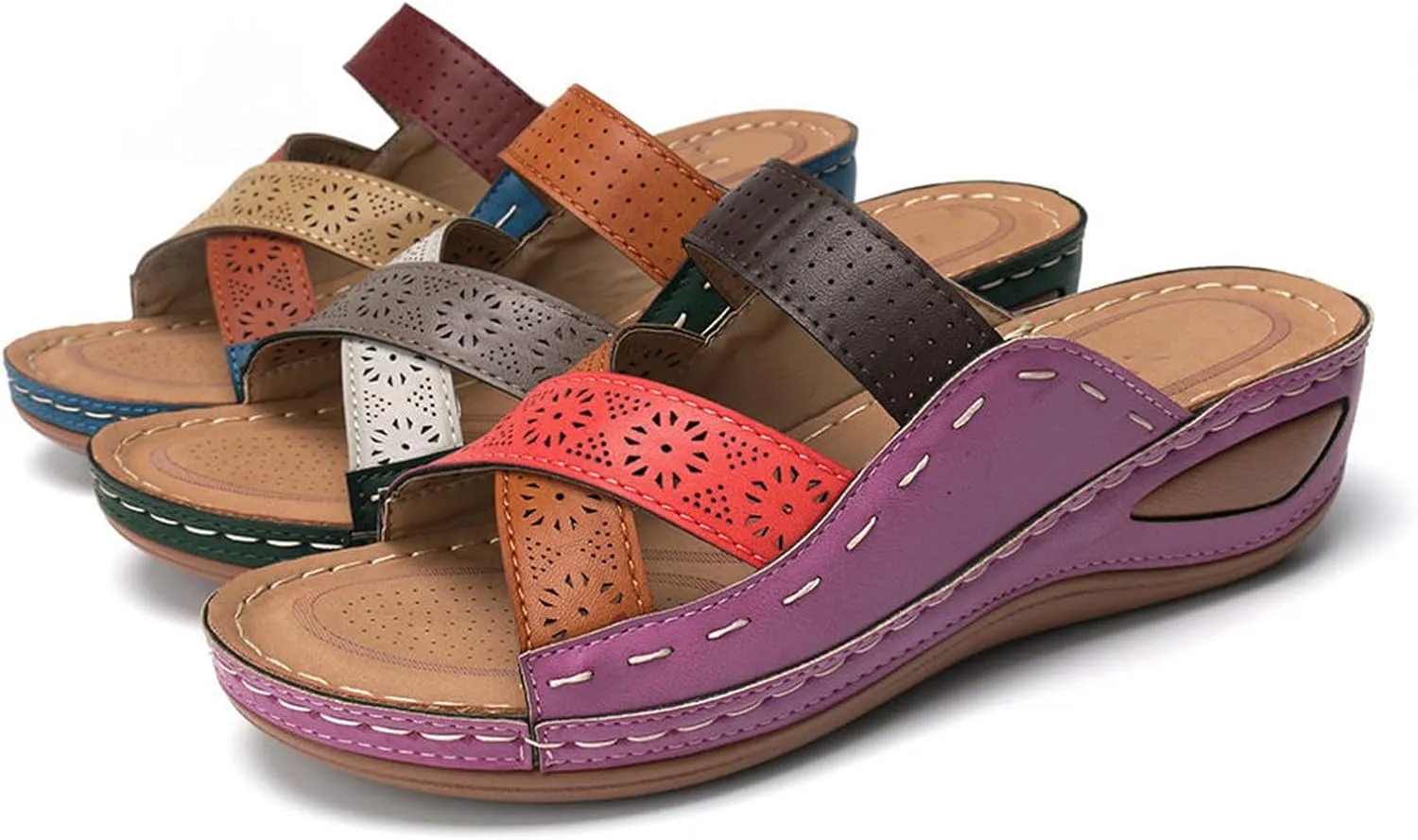 Ladmiple Women's Sandals Comfortable Walking Arch Support Orthotic Flip Flops Dressy Orthopedic Slides Summer Shoes 2024