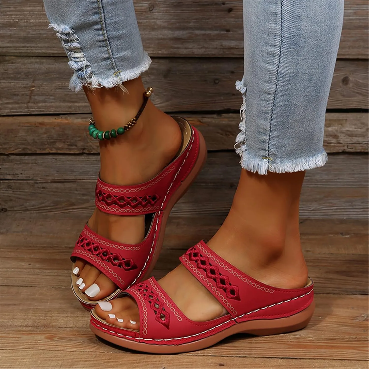 Ladmiple Women's Sandals Comfortable Walking Dressy Summer Orthotic Flips Flops Arch Support for Flat feet Orthopedic Slides