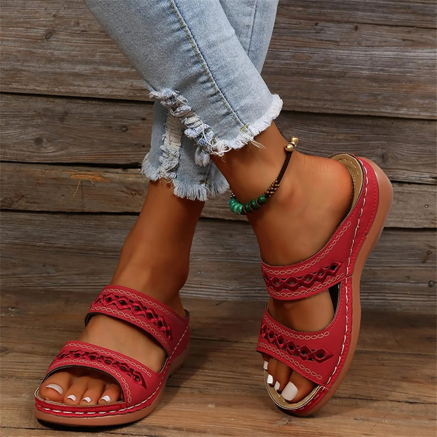 Ladmiple Women's Sandals Comfortable Walking Dressy Summer Orthotic Flips Flops Arch Support for Flat feet Orthopedic Slides