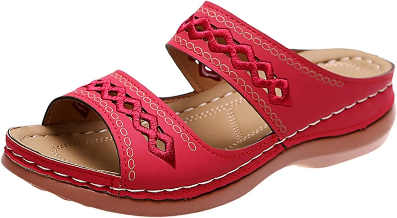 Ladmiple Women's Sandals Comfortable Walking Dressy Summer Orthotic Flips Flops Arch Support for Flat feet Orthopedic Slides