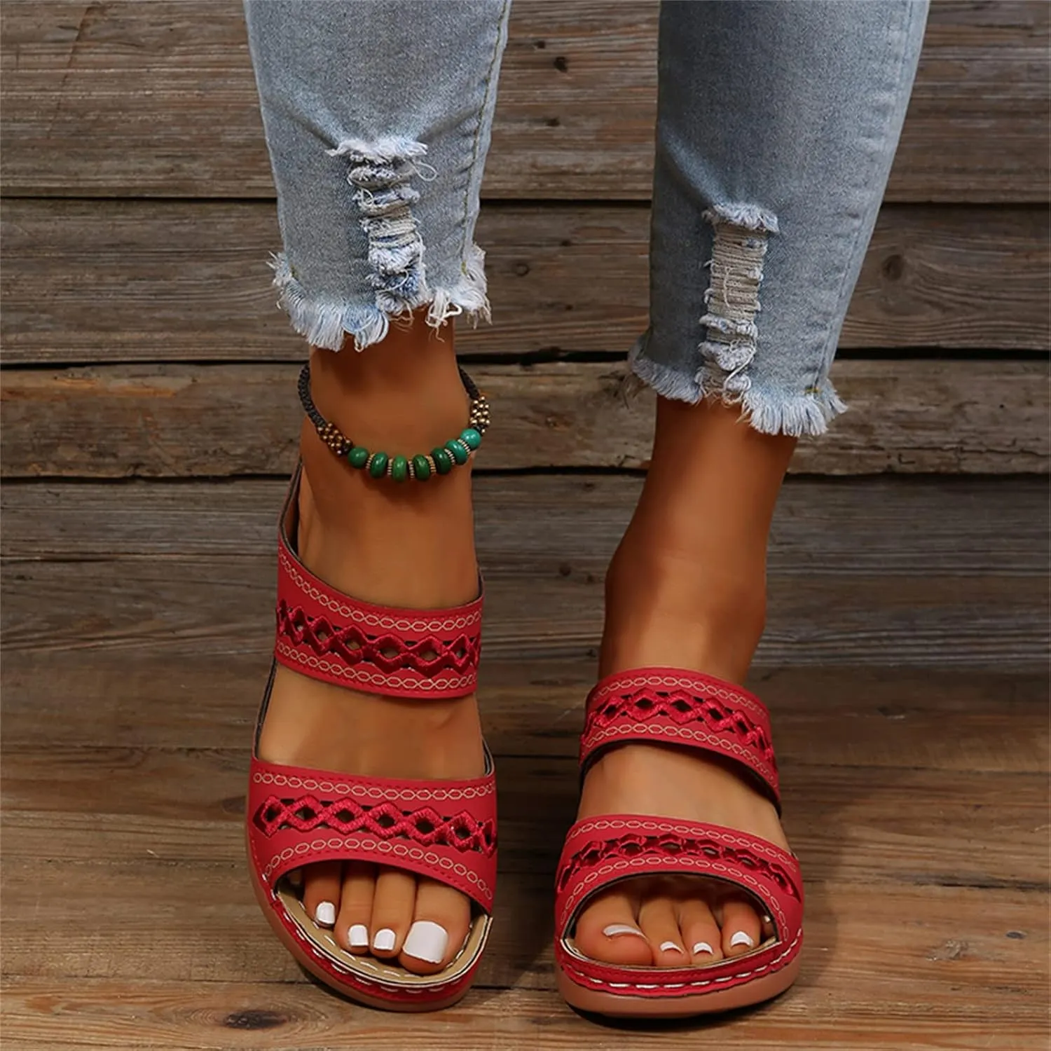 Ladmiple Women's Sandals Comfortable Walking Dressy Summer Orthotic Flips Flops Arch Support for Flat feet Orthopedic Slides