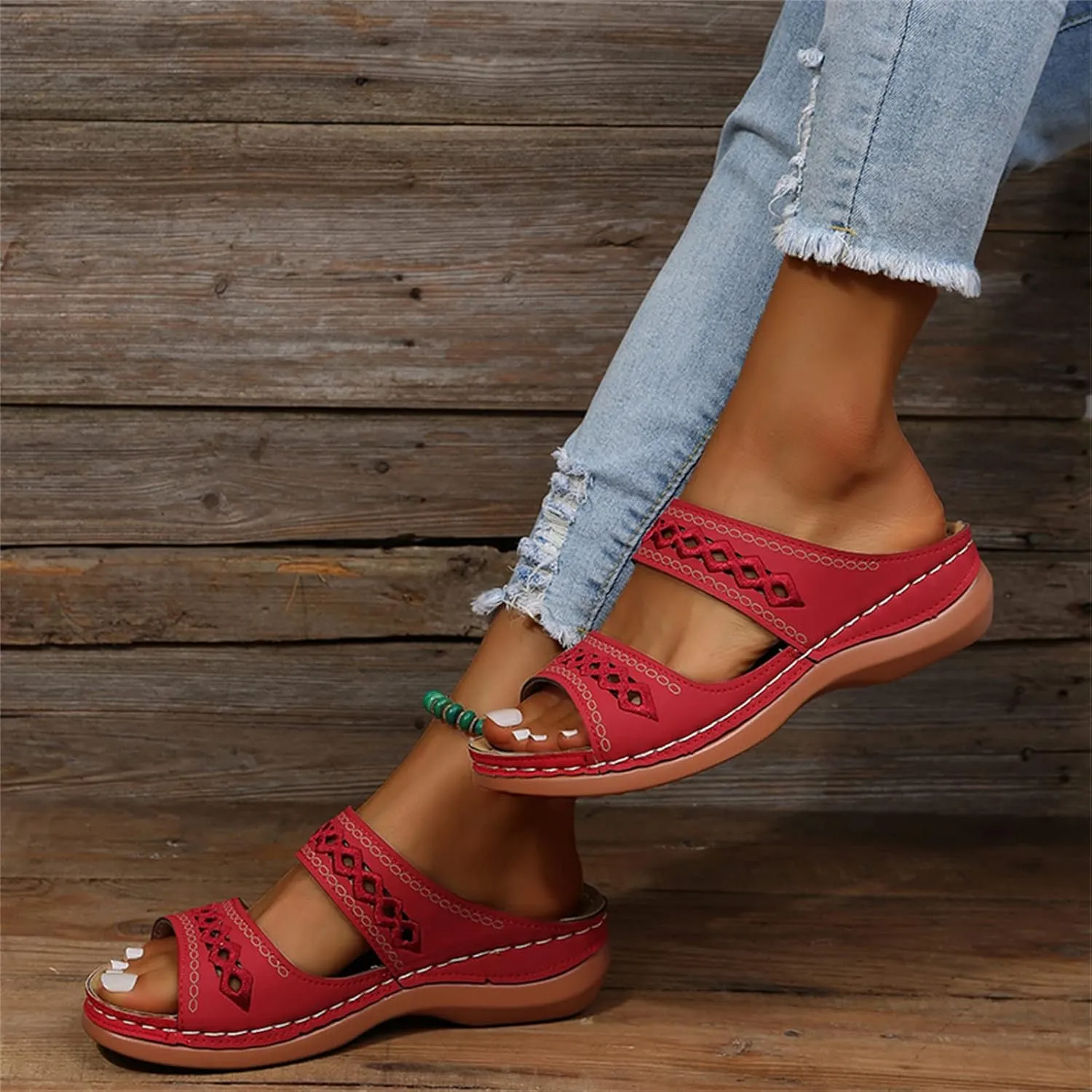 Ladmiple Women's Sandals Comfortable Walking Dressy Summer Orthotic Flips Flops Arch Support for Flat feet Orthopedic Slides