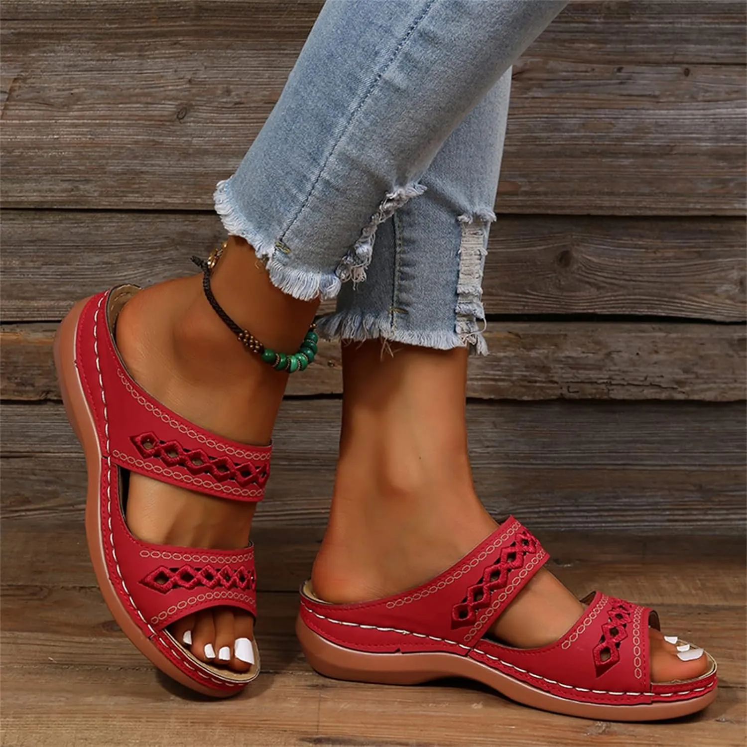 Ladmiple Women's Sandals Comfortable Walking Dressy Summer Orthotic Flips Flops Arch Support for Flat feet Orthopedic Slides