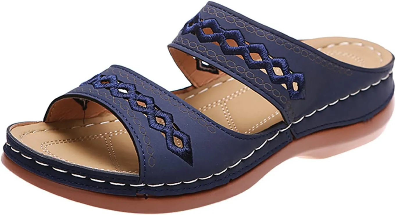 Ladmiple Women's Sandals Comfortable Walking Orthotic Slides Dressy Orthopedic Flip Flops Summer Shoes with Arch Support