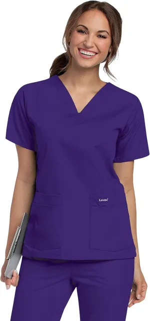 Landau Essentials Relaxed Fit 4-Pocket V-Neck Scrub Top for Women 8219