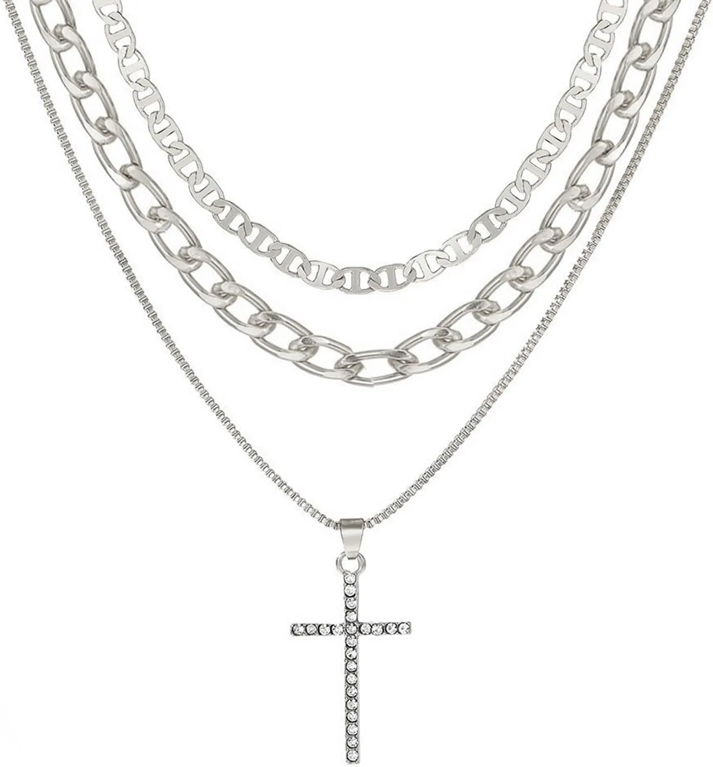 Layered Gold Necklaces for Women layered Cross Necklaces for Women Dainty Gold Necklace Stackable Chain Choker Gold Layering Paperclip Chain Simple Jewelry