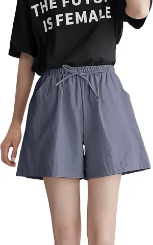 LCMTWX Plus Size Shorts Sweat Shorts Elastic Waist Running Workout Shorts with Pockets Women's Wide Leg Pants Plus Size