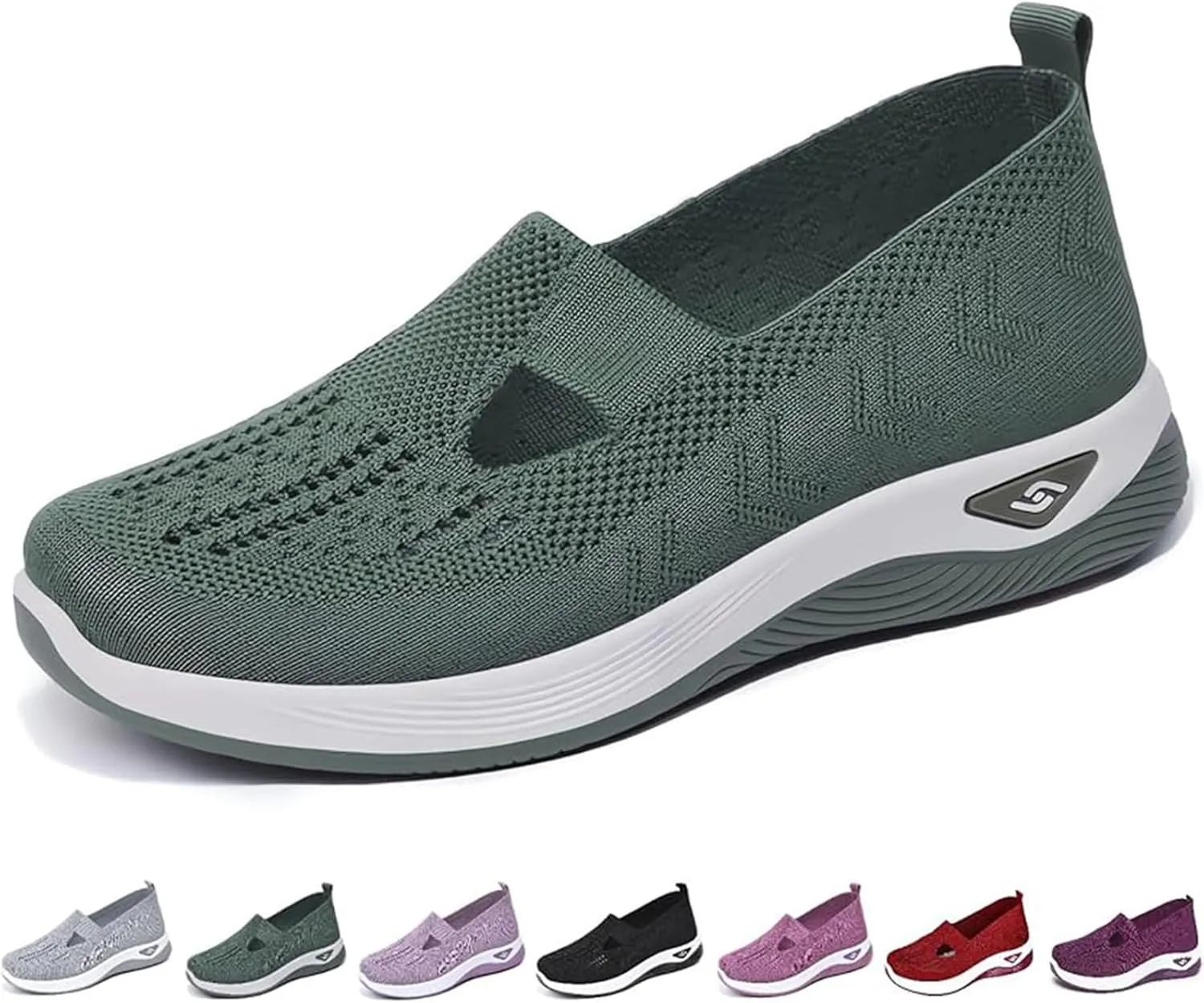 LELEBEAR Women's Comfortable Breathable Knitted Sneakers, Women's Woven Orthopedic Breathable Soft Shoes Arch Support, Women's Cut-Out Sneakers, Lightweight Outdoor Flat Shoes