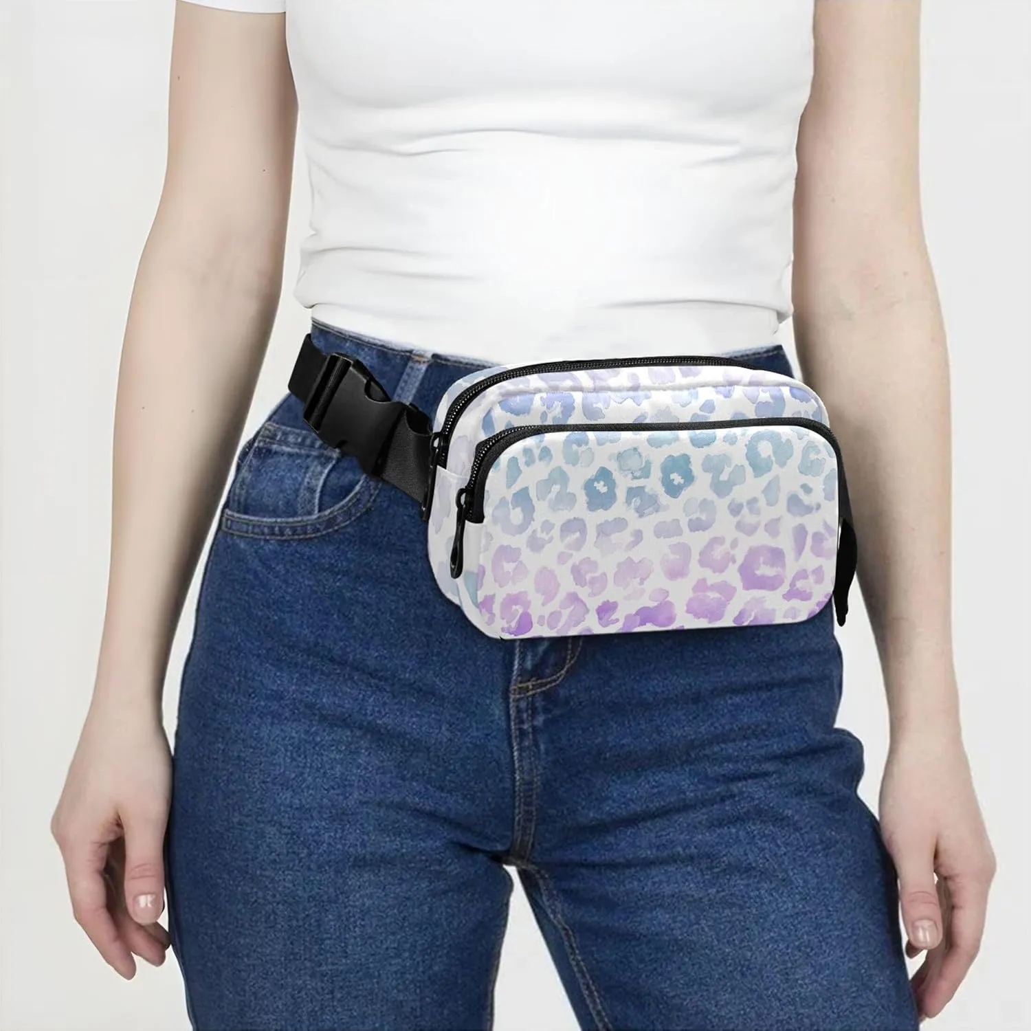 Leopard Animal Print Muted Tie Dye Waterproof Women Fanny Pack Hip Bag Belt Purse Pattern Waist Purse for Women