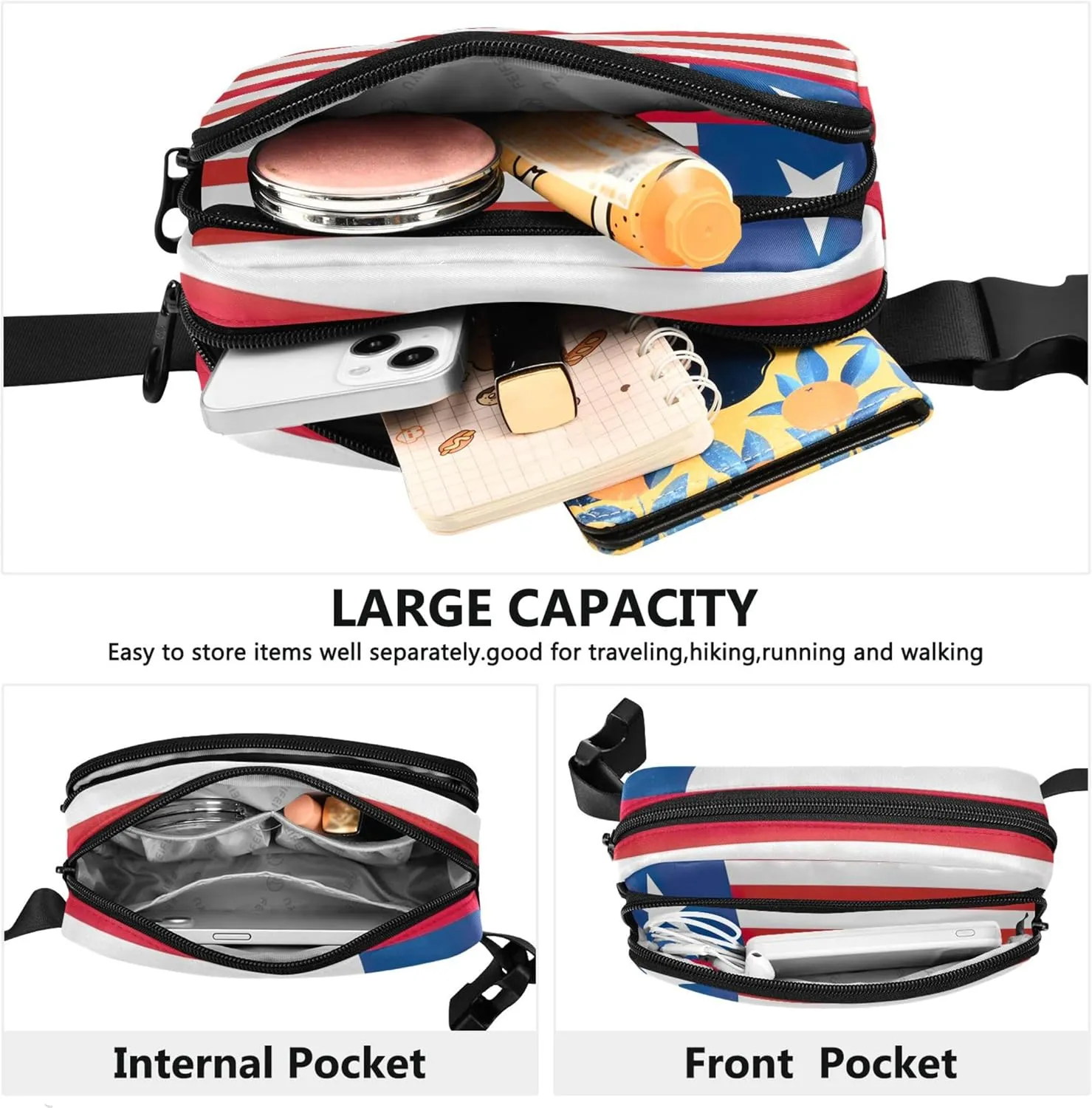 Liberia Flag Fanny Packs for Women Everywhere Belt Bag Waterproof Trendy Crossbody Waist Purse