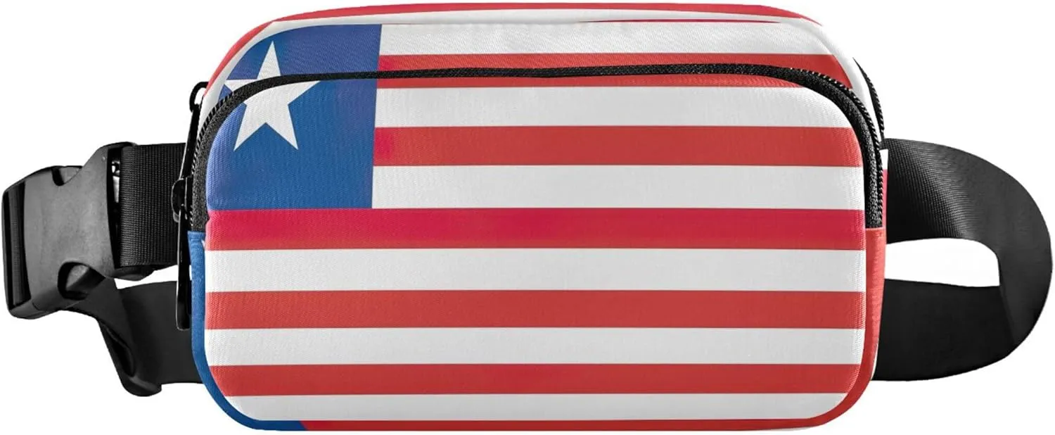 Liberia Flag Fanny Packs for Women Everywhere Belt Bag Waterproof Trendy Crossbody Waist Purse