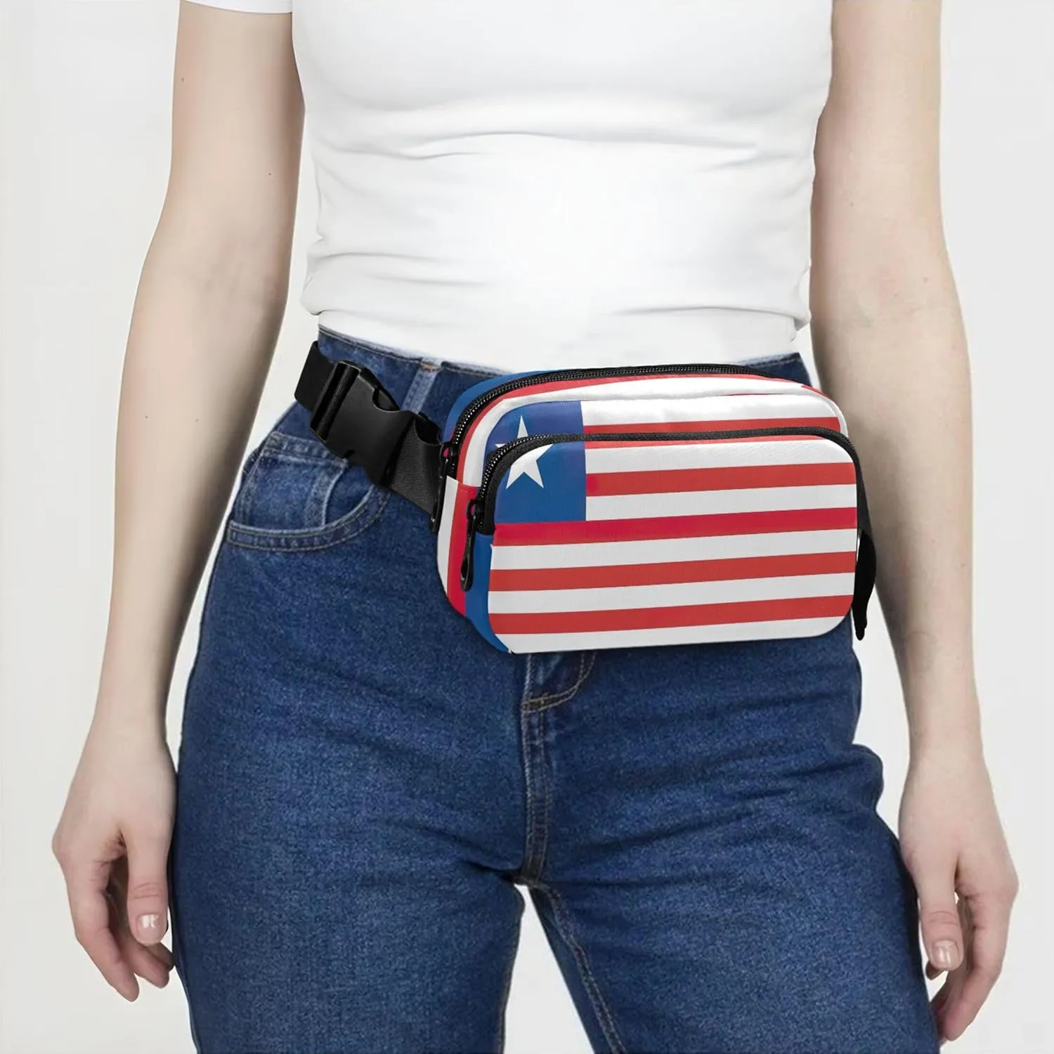 Liberia Flag Fanny Packs for Women Everywhere Belt Bag Waterproof Trendy Crossbody Waist Purse