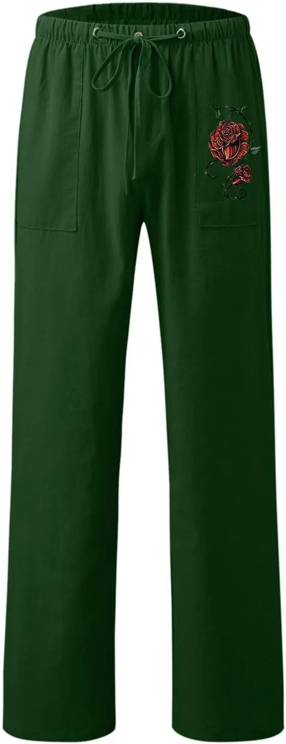 Linen Pants Women Summer Cropped Straight Leg Crop Pants Ladies Casual Long Loose Pant Slacks Women's Wide Leg Linen