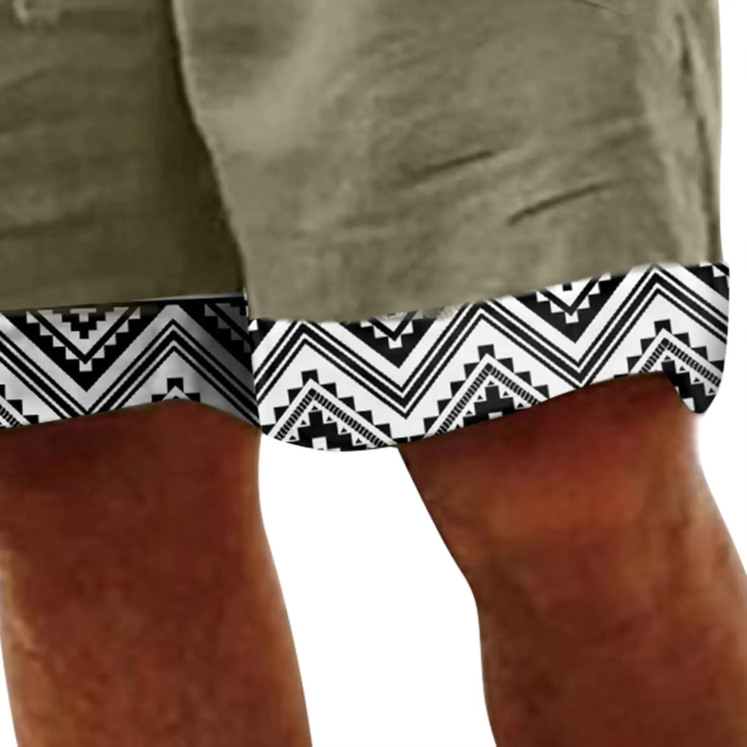 Linen Shorts for Men 11 Inch 3D Coconut Tree Printed Beach Trendy Shorts White Linen Shorts Men Big and Tall Mens
