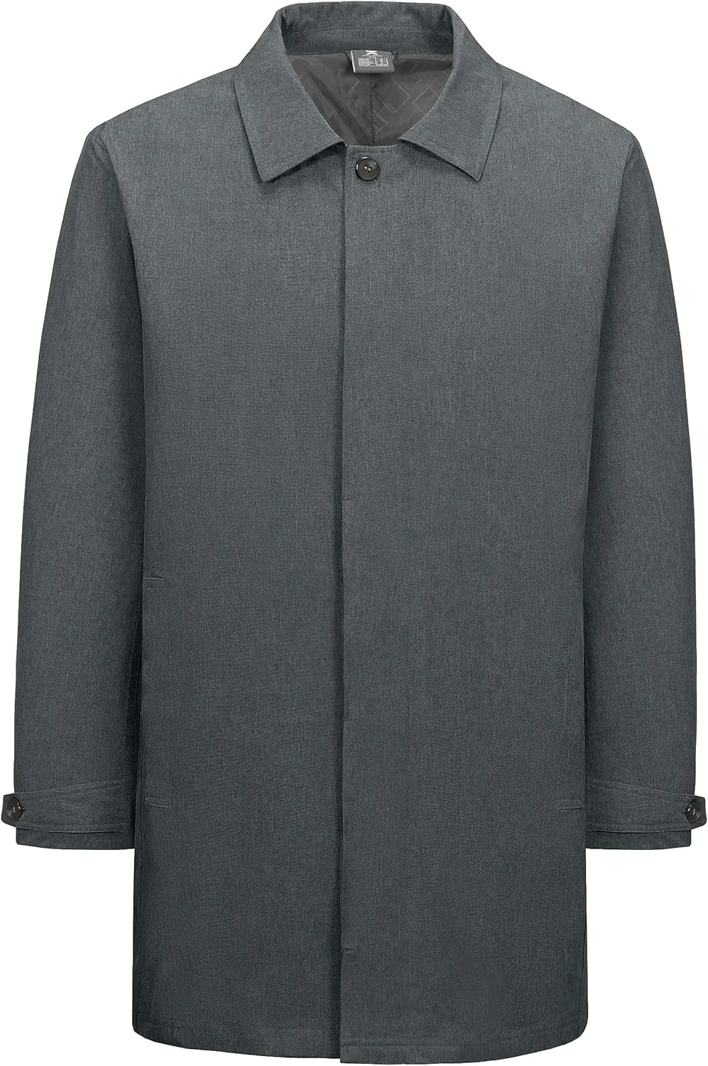 Little Donkey Andy Men's Waterproof Mid-Length Trench Coat, Lightweight Long Rain Coat, Single Breasted Overcoat