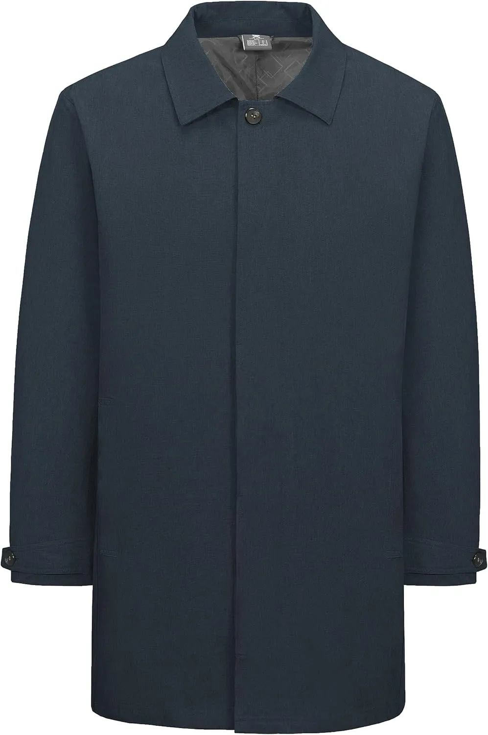 Little Donkey Andy Men's Waterproof Mid-Length Trench Coat, Lightweight Long Rain Coat, Single Breasted Overcoat