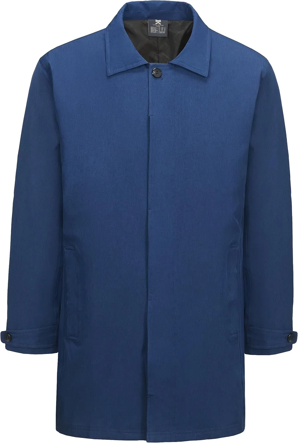 Little Donkey Andy Men's Waterproof Mid-Length Trench Coat, Lightweight Long Rain Coat, Single Breasted Overcoat