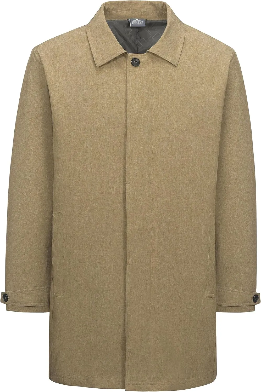 Little Donkey Andy Men's Waterproof Mid-Length Trench Coat, Lightweight Long Rain Coat, Single Breasted Overcoat