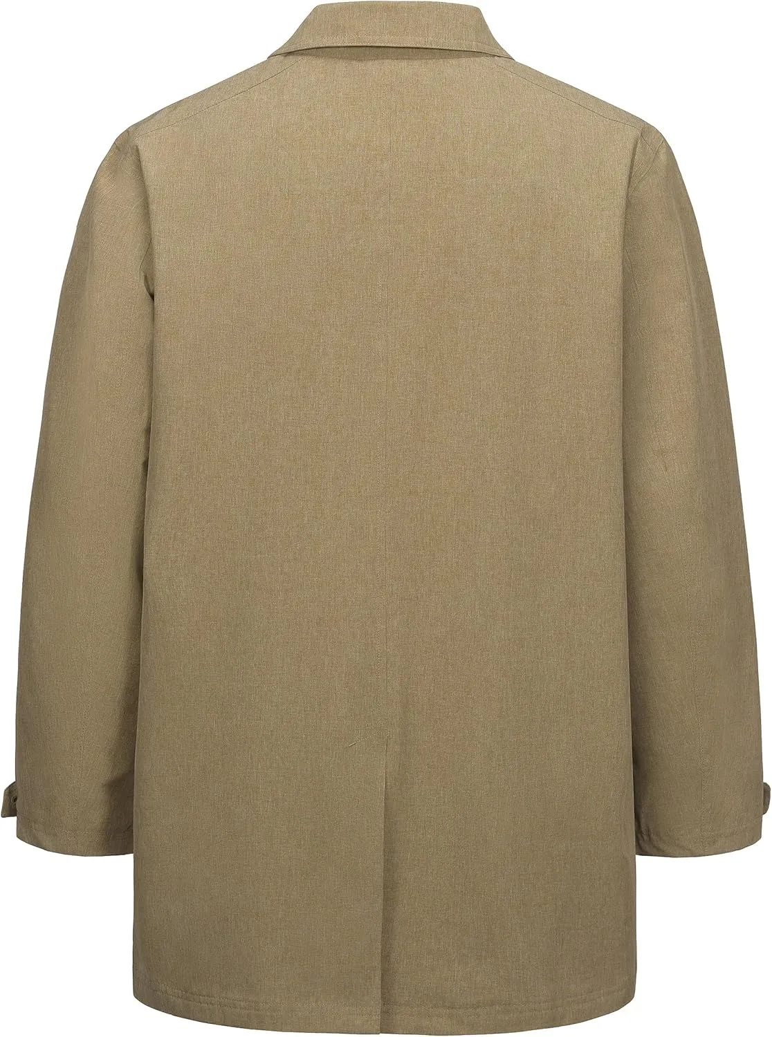 Little Donkey Andy Men's Waterproof Mid-Length Trench Coat, Lightweight Long Rain Coat, Single Breasted Overcoat