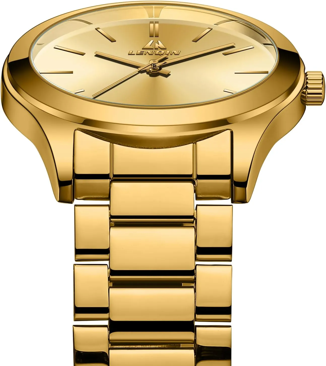 LN LENQIN Mens Watches Waterproof Stainless Steel Watch for Men Analog Quartz Fashion Business Designer Wristwatch