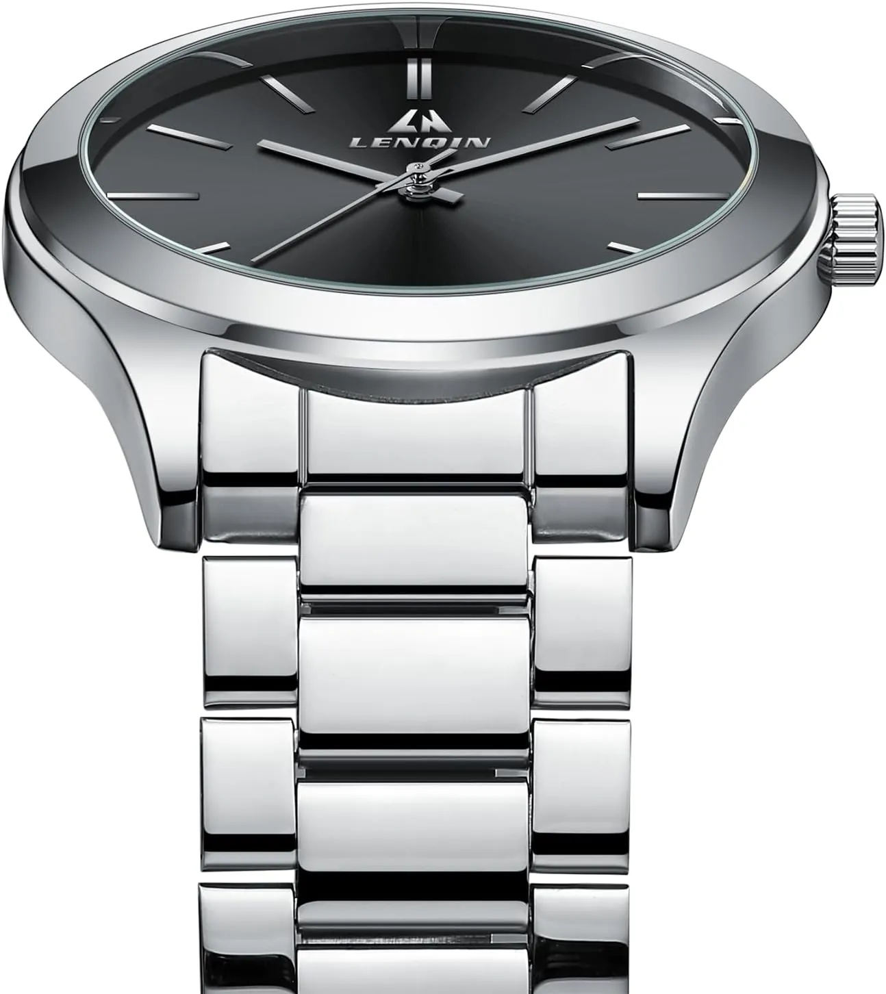 LN LENQIN Mens Watches Waterproof Stainless Steel Watch for Men Analog Quartz Fashion Business Designer Wristwatch