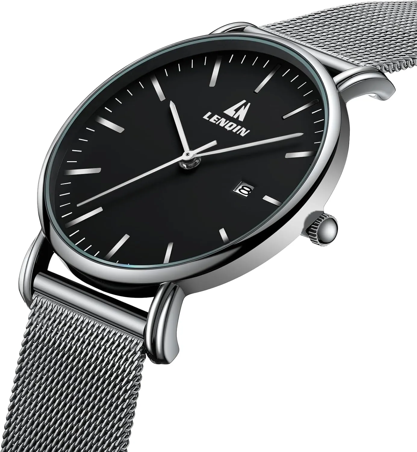 LN LENQIN Mens Watches Waterproof Stainless Steel Watch for Men Analog Quartz Fashion Business Designer Wristwatch