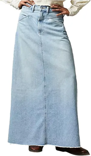 Long Denim Skirts for Women with Pockets Casual High Waisted Stretch Pencil Maxi Jean Skirt