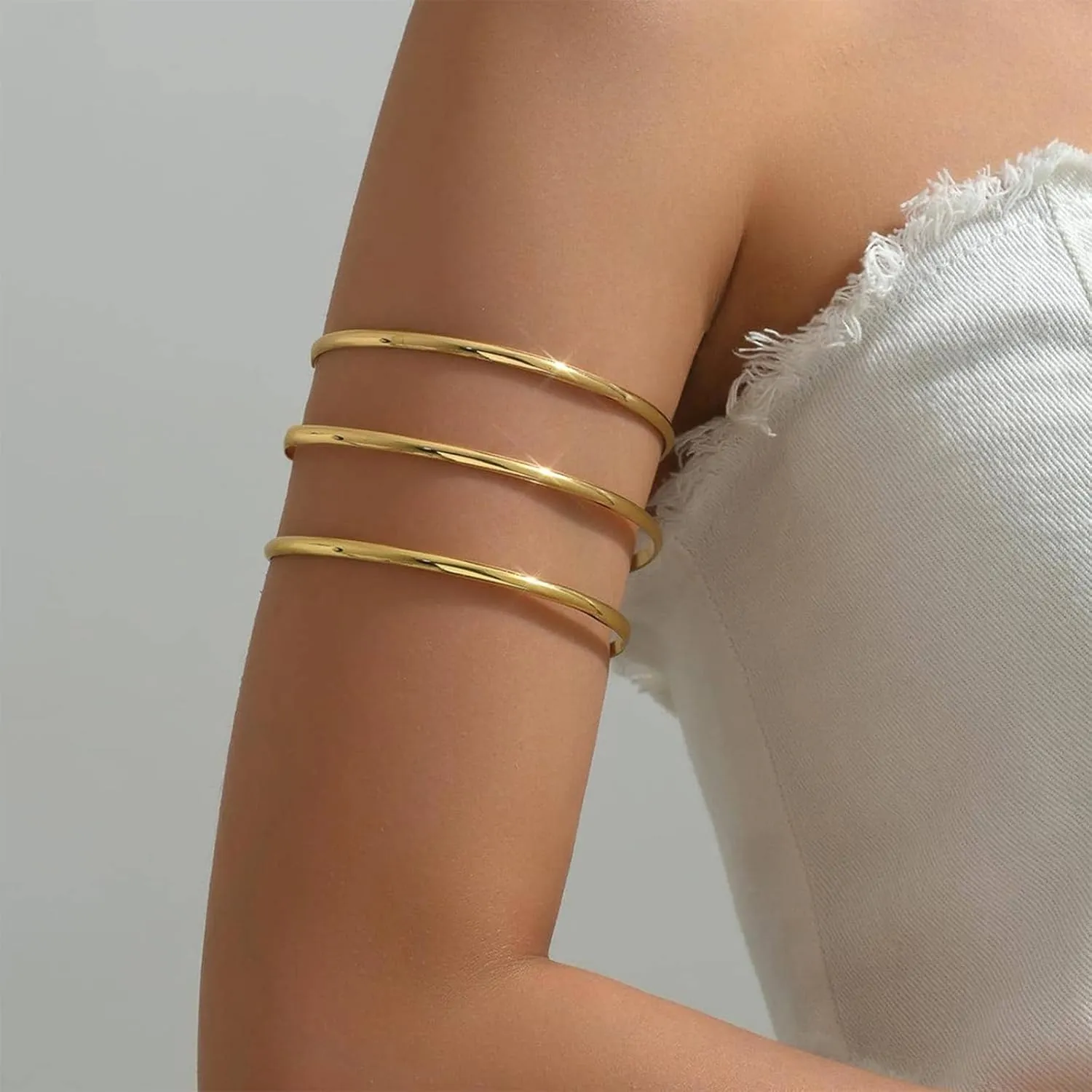 Long tiantian Arm Cuff Gold Bangles Bracelet Upper Arm Cuff jewelry for Women Trendy 2025