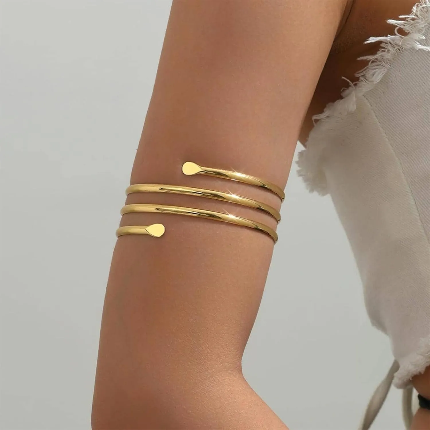 Long tiantian Arm Cuff Gold Bangles Bracelet Upper Arm Cuff jewelry for Women Trendy 2025