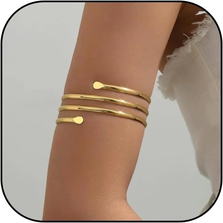 Long tiantian Arm Cuff Gold Bangles Bracelet Upper Arm Cuff jewelry for Women Trendy 2025