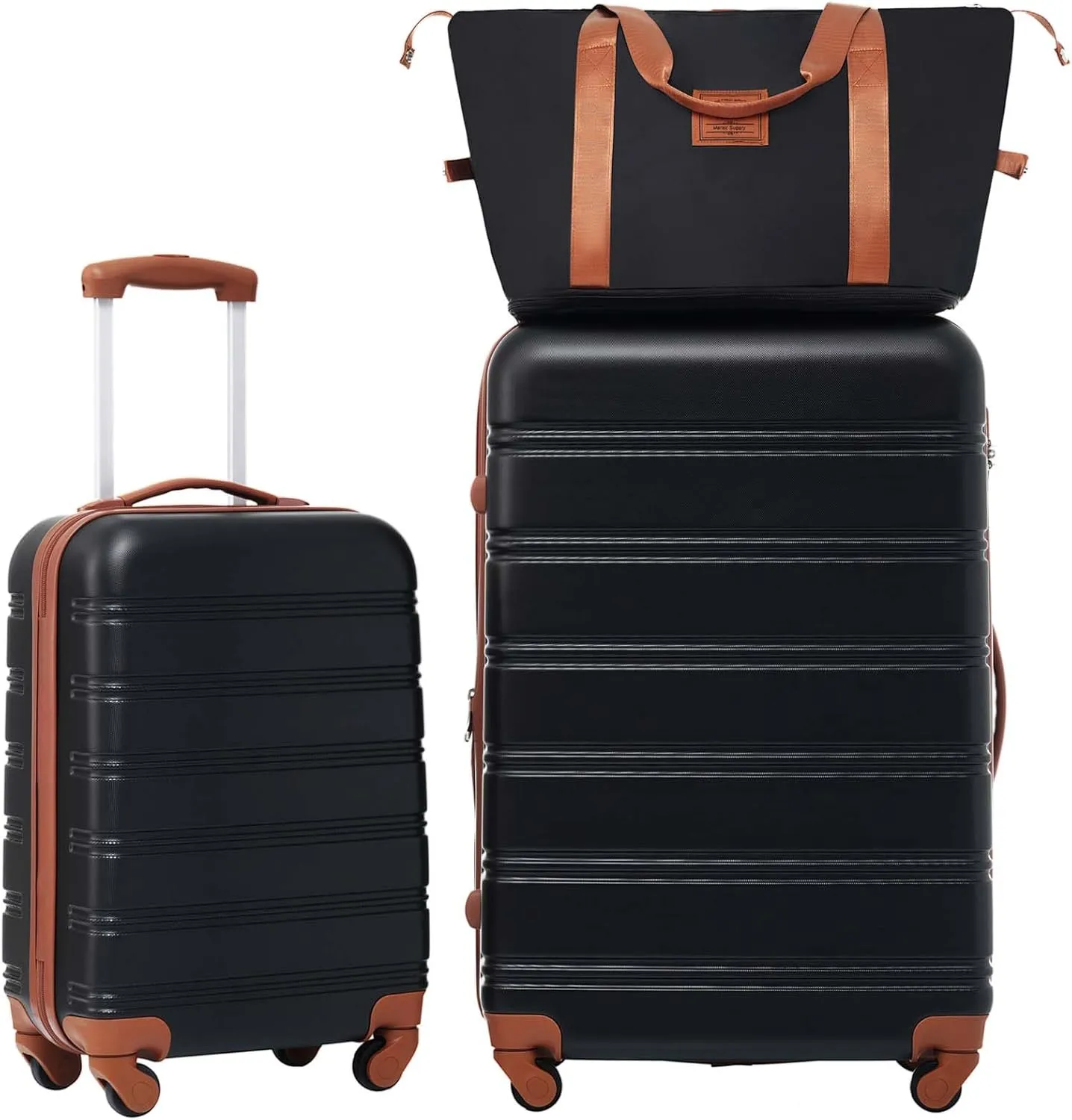 Luggage, Hardshell Luggage Sets 2Pcs   Bag Spinner Suitcase with TSA Lock Lightweight 20"   28", Suitcase (Black Brown)